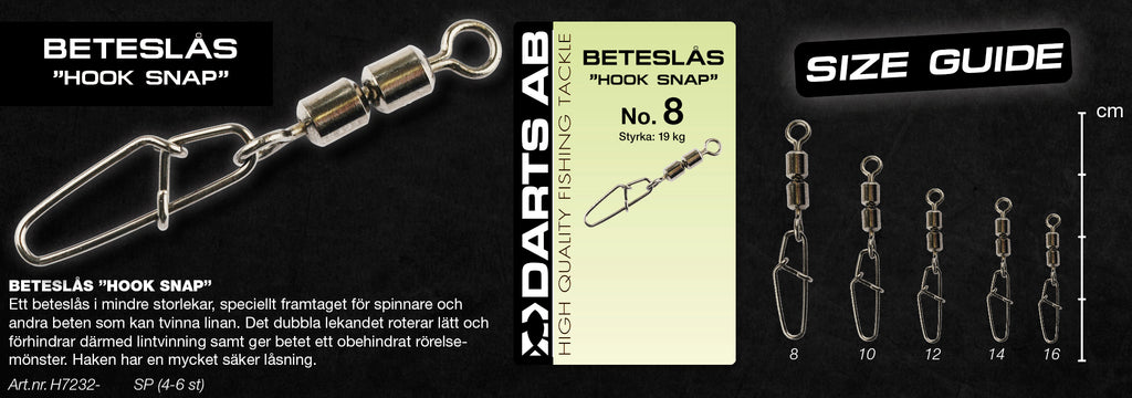 Beteslås "Hook Snap" no8  4-pack
