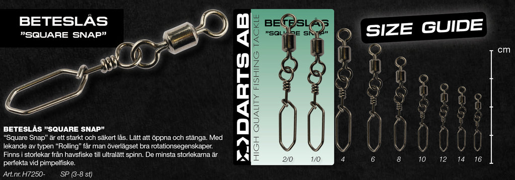 Beteslås "Square Snap" no8  7-pack