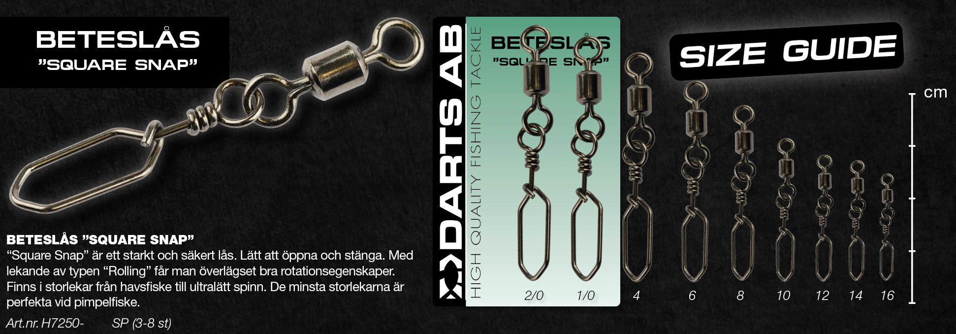 Beteslås "Square Snap" no10  8-pack