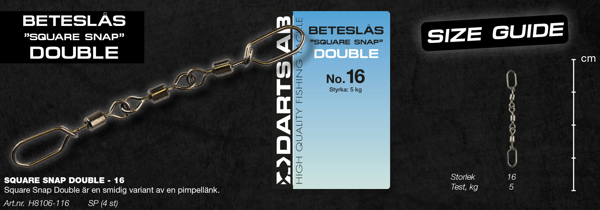 Beteslås "Square Snap Double" 4-pack